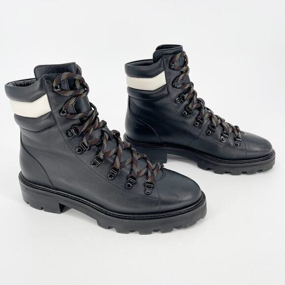 Jimmy Choo Black Leather Eshe Hiking Lug Sole Lace Up Ankle Boot size IT 38 - Picture 1 of 11